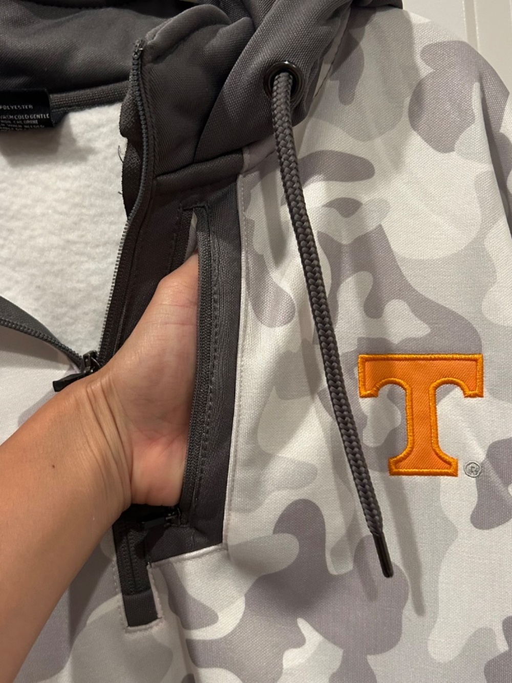 Colosseum Athletics Tennessee Volunteers Gray Camo Half Zip Hoodie Mens XL - Picture 4 of 14